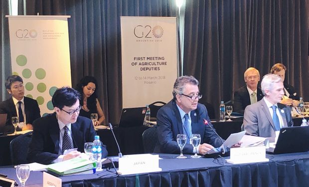 Luis Miguel Etchevehere, Ministro de Agroindustria, en la reunión del G20 en Rosario.