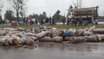 Tucumán: un camión volcó en la ruta y los vecinos saquearon el cargamento de papas que transportaba