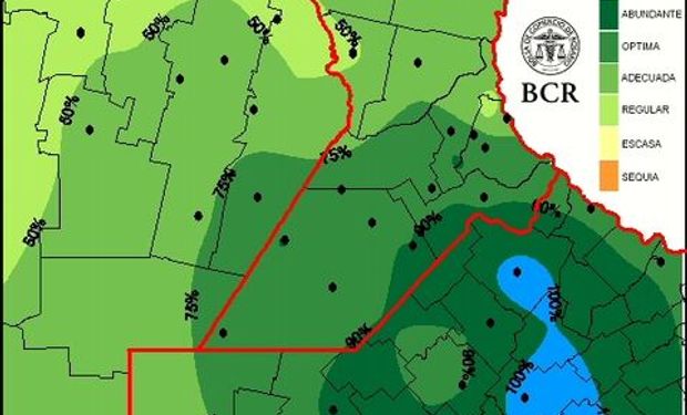 Reserva agua útil para pradera al 26/06/14. Fuente: BCR