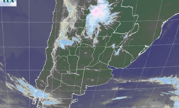 La foto satelital permite apreciar las celdas de tormentas desarrolladas sobre el norte de Salta.