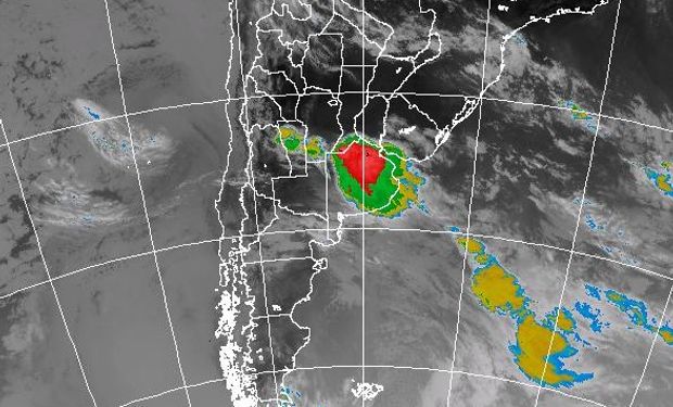 La zona de cobertura es la provincia de Buenos Aires, Córdoba, Entre Ríos, San Luis, Sur de Santa Fe y Río de La Plata. Imagen Satelital: SMN