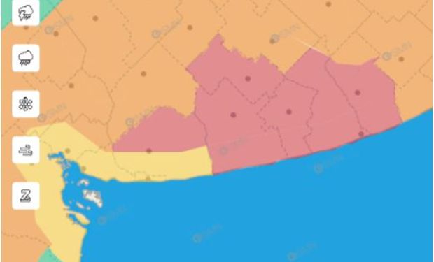 Alerta rojo por tormentas para la provincia de Buenos Aires