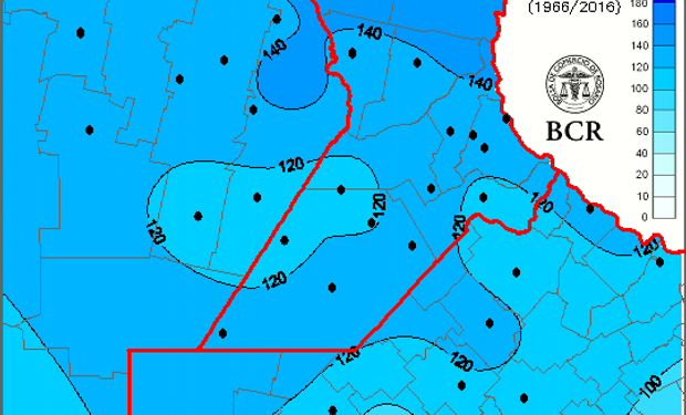 Las medias históricas de las lluvias de diciembre de los últimos 60 años están en alrededor de 120 mm.