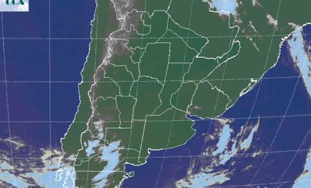 La foto satelital presenta el predominio de cielos despejados en gran parte del país.