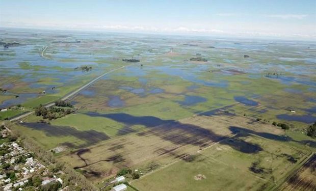 Vista aérea de los campos del partido bonaerense de Pila que rodea el pueblo.