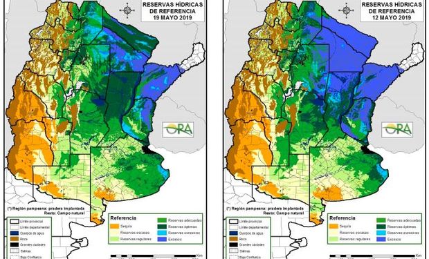 Reservas de humedad al 19 y 12 de mayo respectivamente.