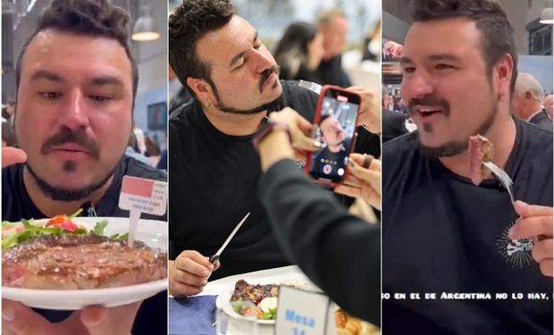 "Te explota en la boca": la reacción de un influencer español al probar la carne argentina