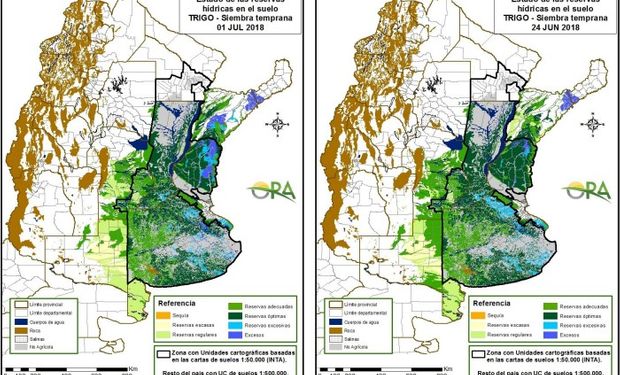 Reservas de humedad al 1° de julio y 24 de junio respectivamente.