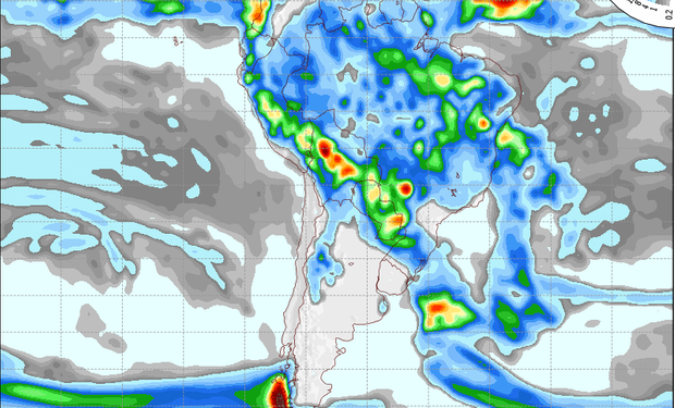 Pronóstico de precipitaciones válido para el 18 de diciembre de 2014.
