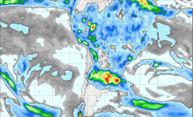 Pronostico de precipitaciones válido para el 7 de enero de 2015.