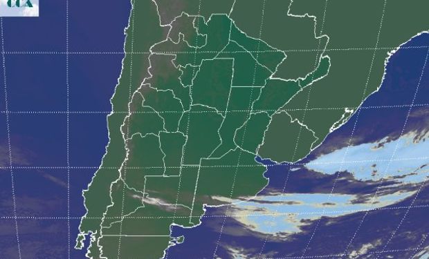 Cielos despejados dominan el escenario en prácticamente todo el sector de Sudamérica recortado en la imagen.