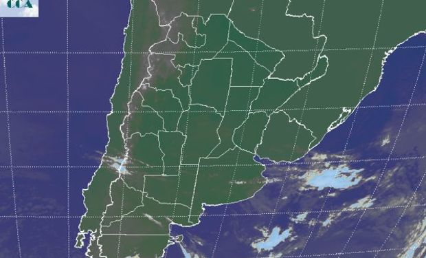 La foto satelital presenta cielos muy poco cubiertos, no sólo en la región pampeana sino que en gran parte del sudeste de Sudamérica.