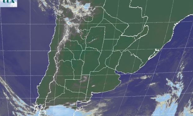 En el recorte de imagen satelital, sigue prevaleciendo el extendido despliegue de cielos despejados.