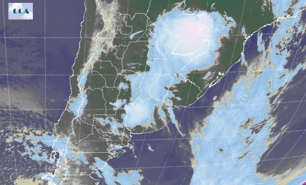 En el recorte de la Imagen Satelital puede apreciarse fácilmente el alcance y la ubicación del sistema de mal tiempo.