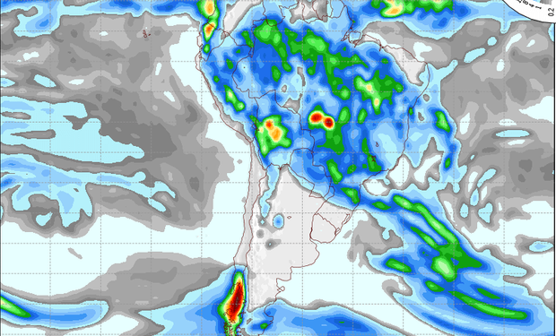 Pronóstico de precipitaciones válido para el 19 de diciembre de 2014.
