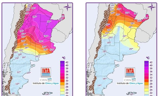 Mapa de temperaturas mínimas.