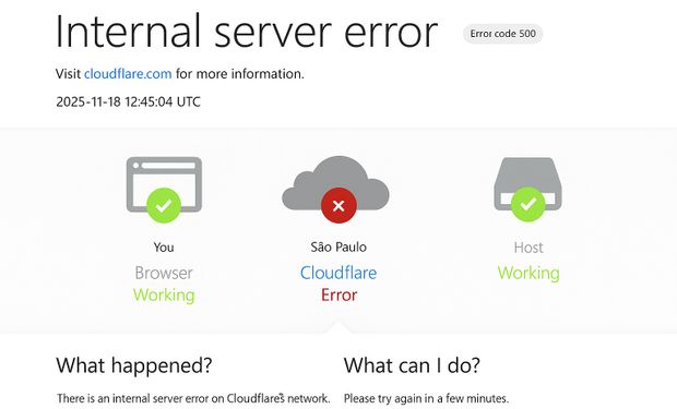 Falha global da Cloudflare derruba X, ChatGPT, Canva e outros sites