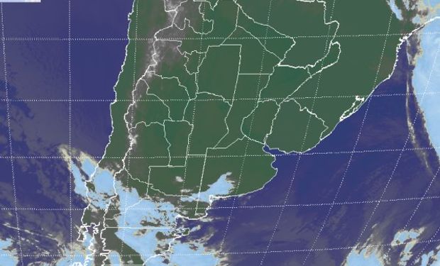 La foto satelital muestra gran parte de la zona agrícola principal de Sudamérica dominada por cielos despejados.