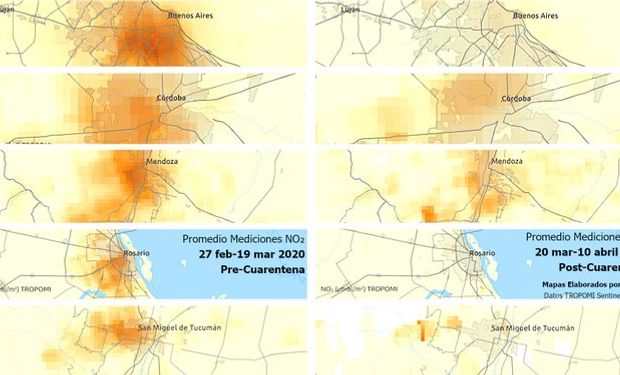 Antes y después: así desapareció la nube de contaminación sobre las principales ciudades de Argentina
