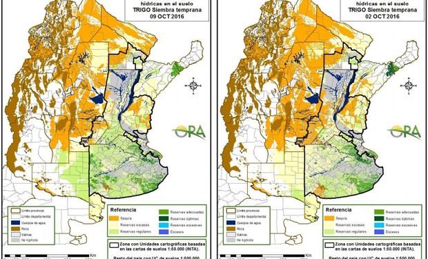 Reservas de Humedad al 9 y 2 de octubre, respectivamente.