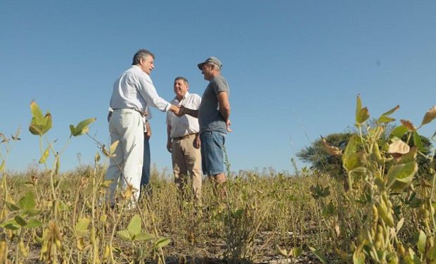 El ministro Luis Etchevehere y el senador de Cambiemos por Entre Ríos, Alfredo De Angeli junto a los productores.