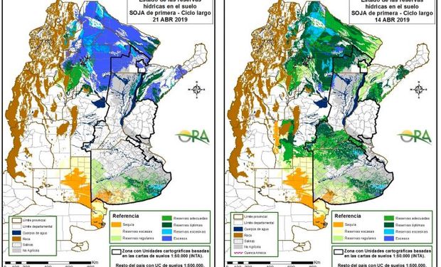 Reservas de humedad al 21 y 14 de abril respectivamente.