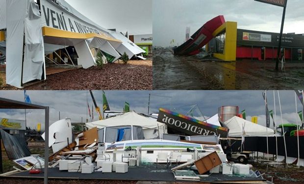 La tormenta generó graves destrozos en Expoagro: las impactantes imágenes del temporal y el comunicado oficial