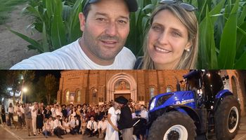 Se conocieron en el campo y llegaron en tractor a la boda: "Decoramos con fardos", cuenta la pareja apasionada por la agricultura