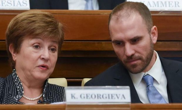 Kristalina Georgieva, presidenta del FMI y Martín Guzmán, minsitro de Economía.