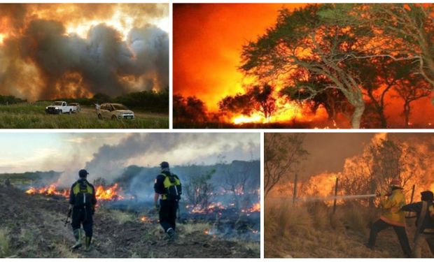 Imágenes sobre el drama de los incendios en La Pampa