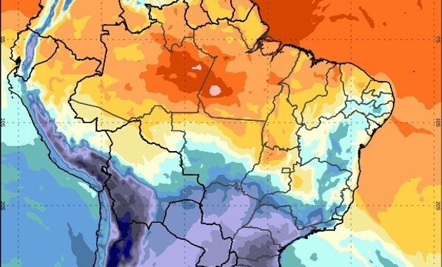 Previsão de temperatura mínima para o dia 20 de agosto de 2022 às 6h. (Foto: Inmet)