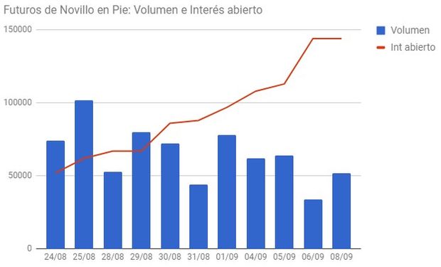 Novillo en Pie: volumen negociado en Kilos.