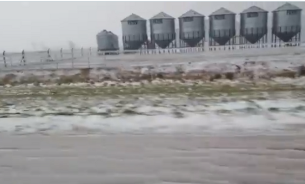 Alerta del SMN: las impresionantes imágenes de granizo en la zona de Saladillo y 9 de Julio