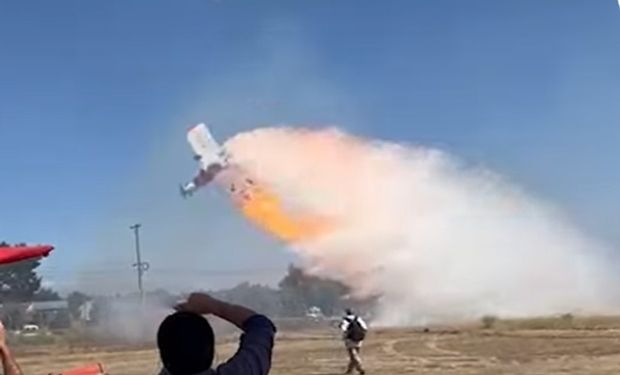 El dramático video del momento en que una avioneta que combatía un incendio forestal se estrella en una ruta