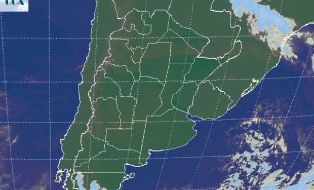 La foto satelital permite apreciar el generalizado despliegue de cielos despejados. Las perspectivas de corto plazo siguen muy firmes marcando la continuidad del tiempo seco.