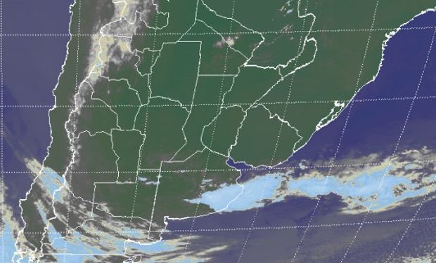 La foto satelital revela la zona donde la nubosidad ha adquirido más desarrollo y sin que la misma haya alcanzado todo su potencial, en el área de cobertura ya se han generado precipitaciones.