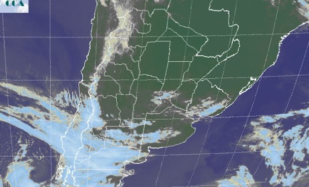 Desde la Patagonia avanza un nuevo sistema frontal, al tiempo que alguna nubosidad remanente se aprecia sobre la zona núcleo, aunque sin potencial pluvial