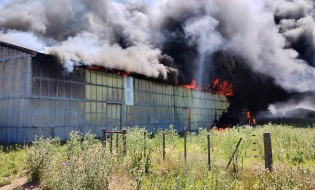 Se incendió un galpón ferroviario con agroquímicos y hubo destrucción total