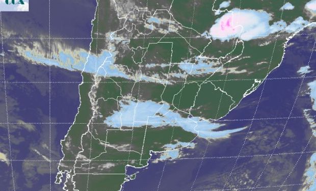 La foto satelital, presenta coberturas extendidas desde SL hacia el norte de BA, tomando el sur de CB y el sur de SF.