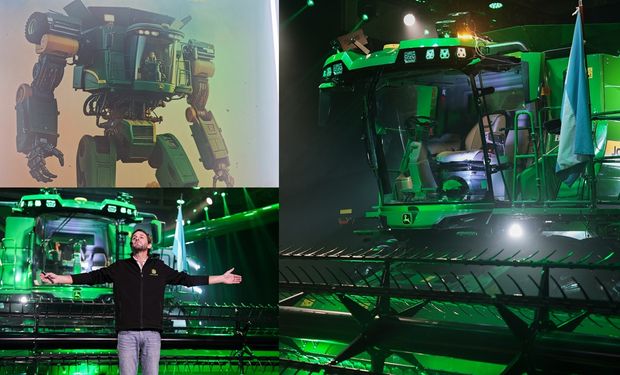 John Deere lanza un "monstruo" de la cosecha en Argentina: son dos cosechadoras en una con capacidad de hasta 100 toneladas por hora