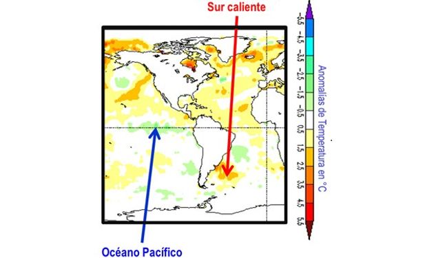 Anomalías de temperatura del mar a mediados de septiembre de 2017. Fuente (CMB/NOAA)