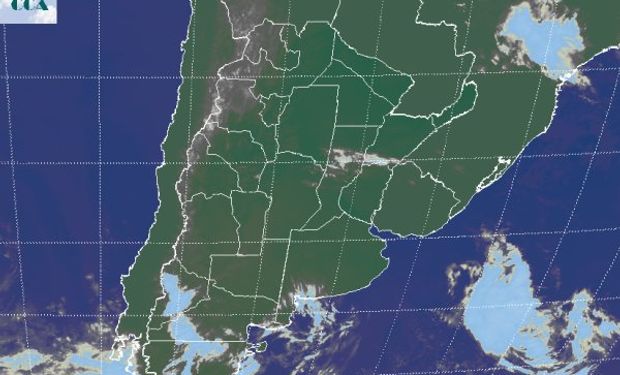 En el recorte de imagen satelital, se aprecia un importante dominio de cielos con escasa nubosidad.