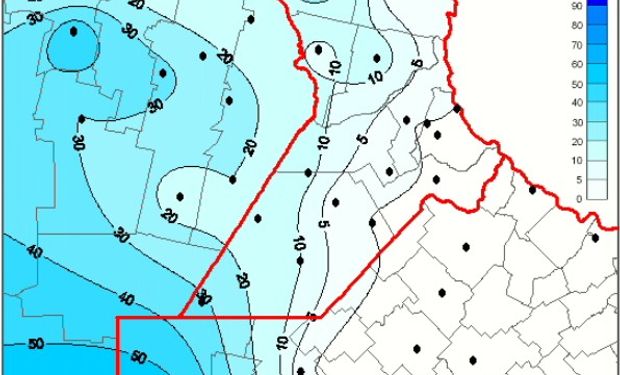 Lluvias acumuladas de las últimas 24 horas.