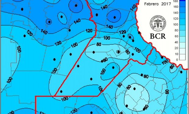 Lluvias durante febrero de 2017 en la zona núcleo.