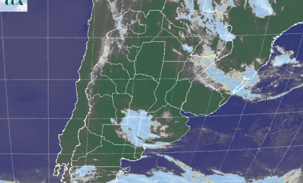 La foto satelital muestra la salida por el noreste de la última perturbación que transitó la región pampeana.