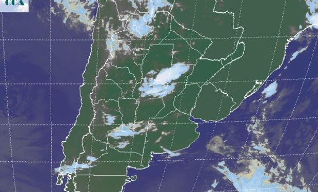 La foto satelital presenta tormentas que se están desarrollando en una zona que puede considerarse sensible por los acumulados pluviales muy abundantes recibidos en enero.