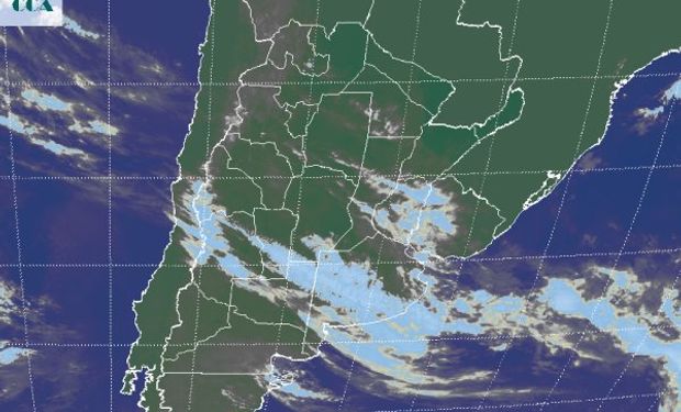 La foto del satélite GOES, define claramente la zona frontal.