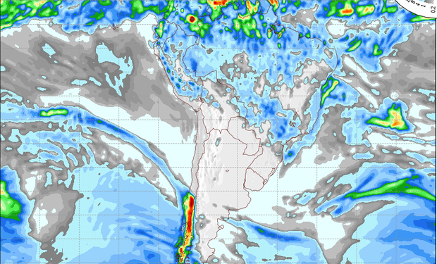 Pronóstico de lluvias para el jueves.