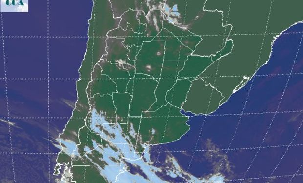 La foto satelital confirma el avance de la zona frontal desde la región patagónica.