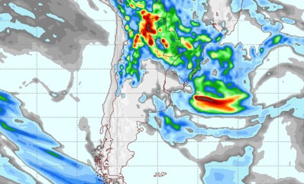 Pronóstico de precipitaciones para el domingo.